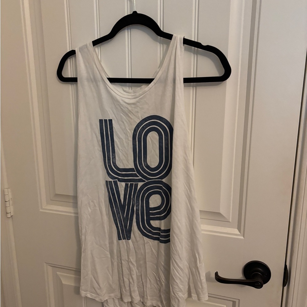 Old Navy White Tank Top with Blue 'Love' Graphic